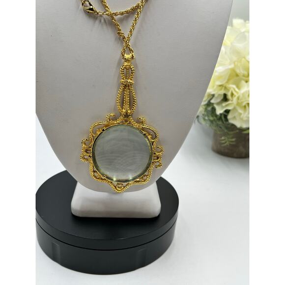 Working Loupe Ornate Magnifying Glass Rope Chain Long Pendant Necklace - Picture 11 of 14